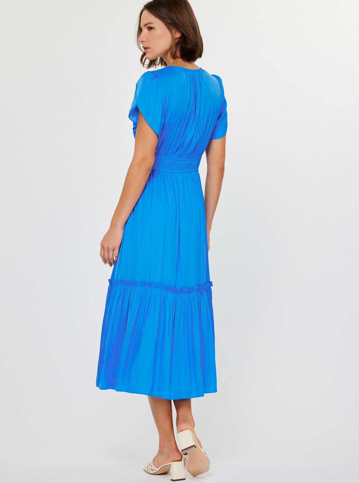 V-neck Tiered Midi Dress