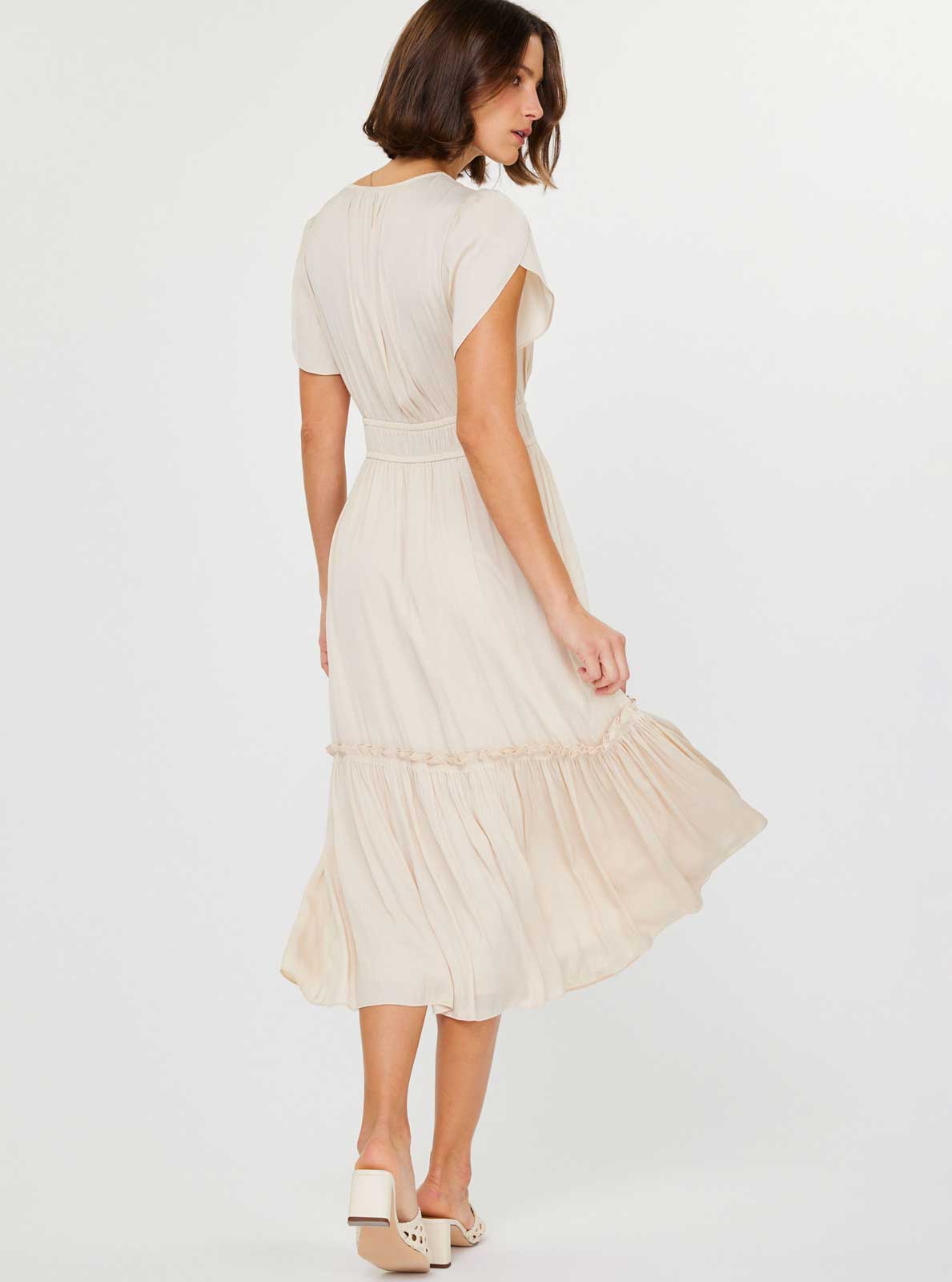 V-neck Tiered Midi Dress