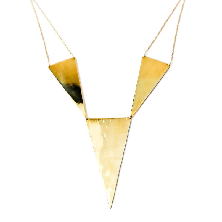 Paragon brass geometric handmade Triad Necklace