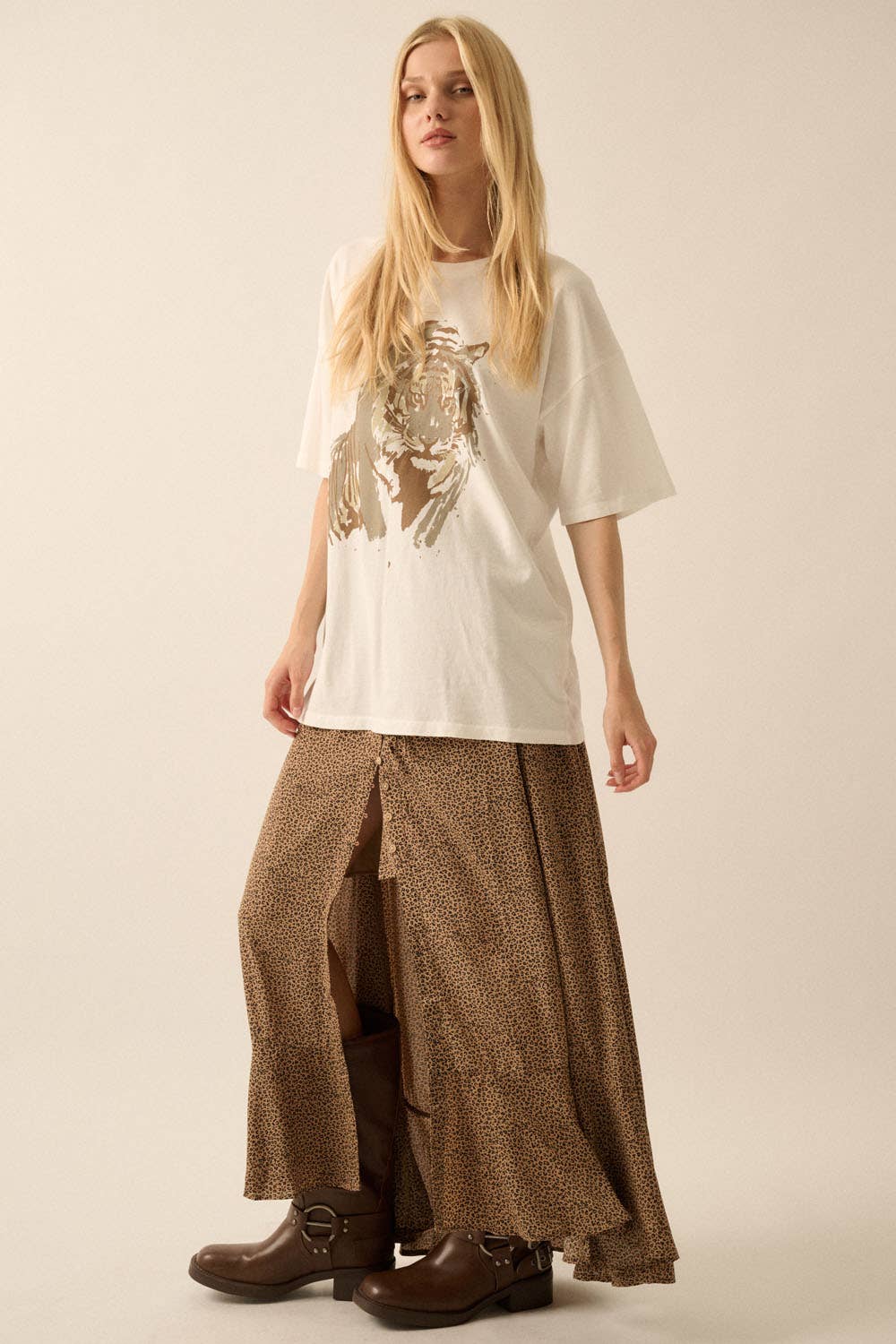 Tiger Oversized Vintage-Wash Graphic Tee