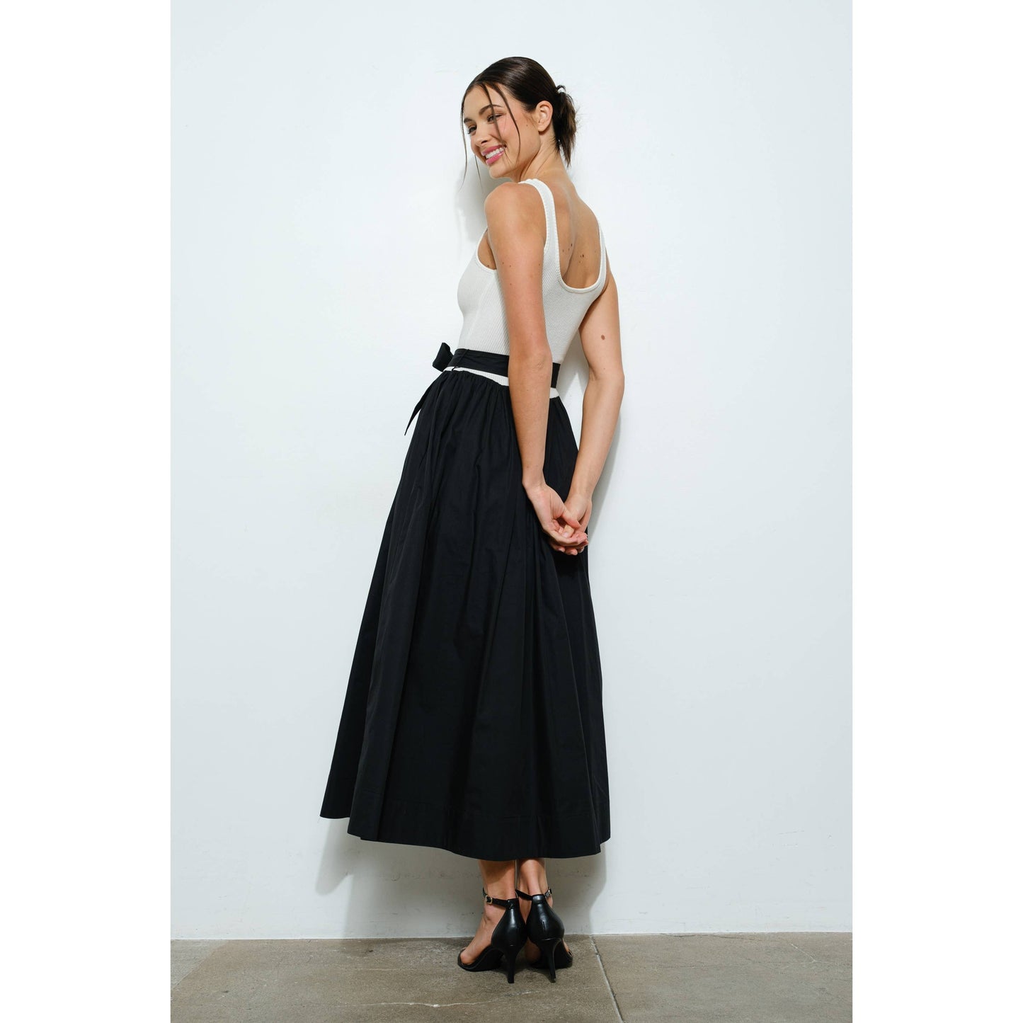 Sleeveless Knit Bodice With Flare Skirt Maxi Dress
