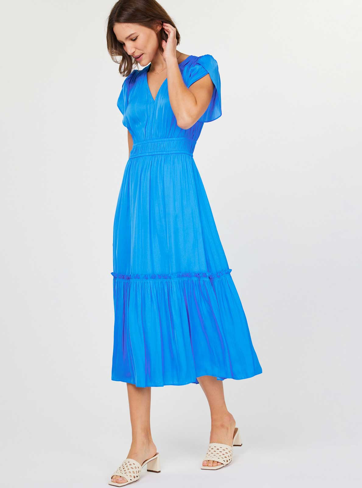 V-neck Tiered Midi Dress