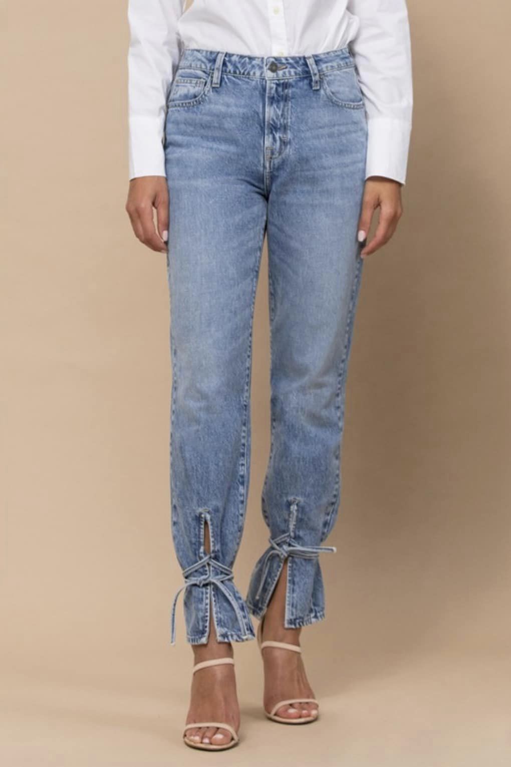 Bottom Hem Tie Denim Jeans *Pre-Order*