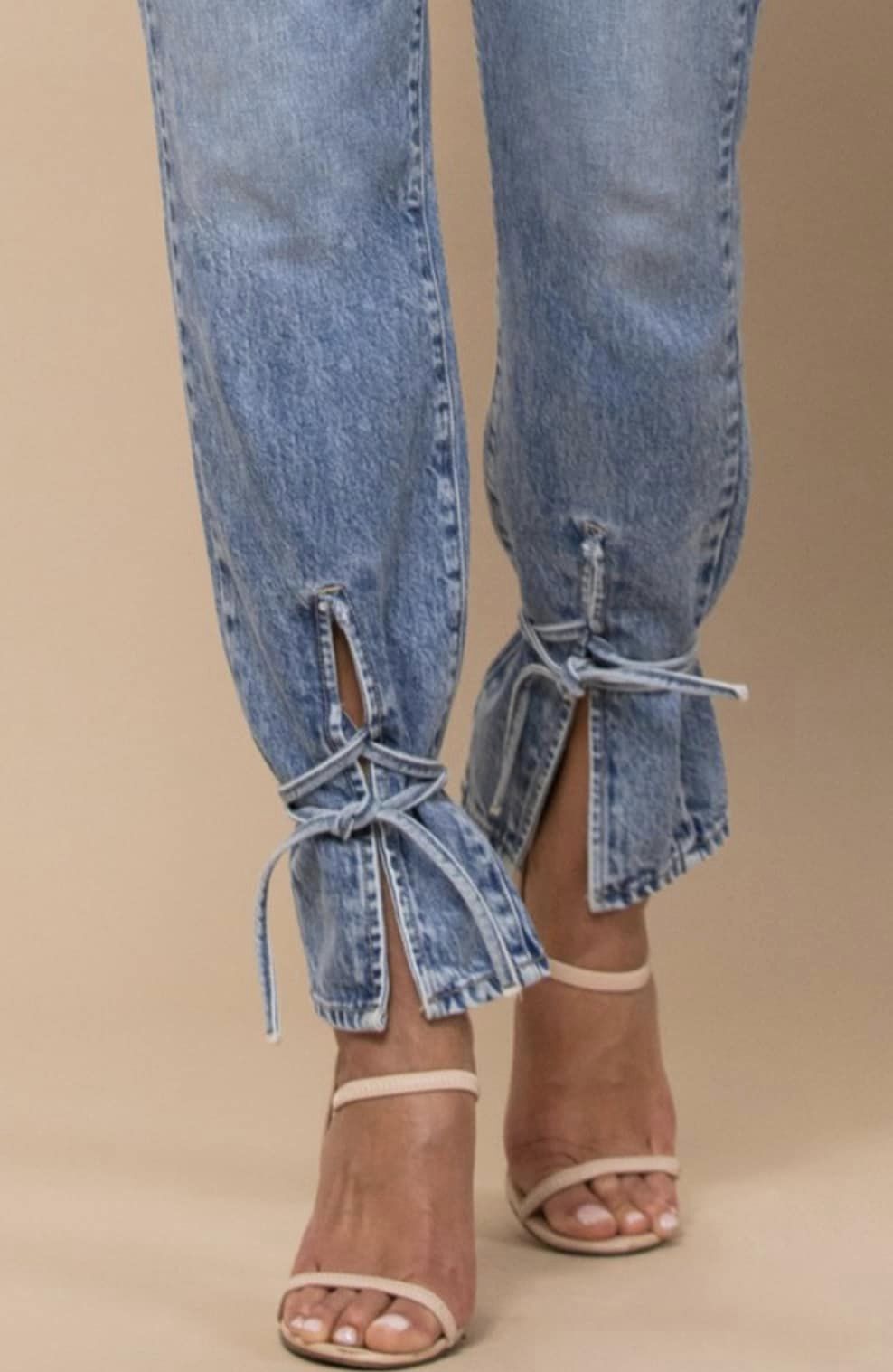 Bottom Hem Tie Denim Jeans *Pre-Order*